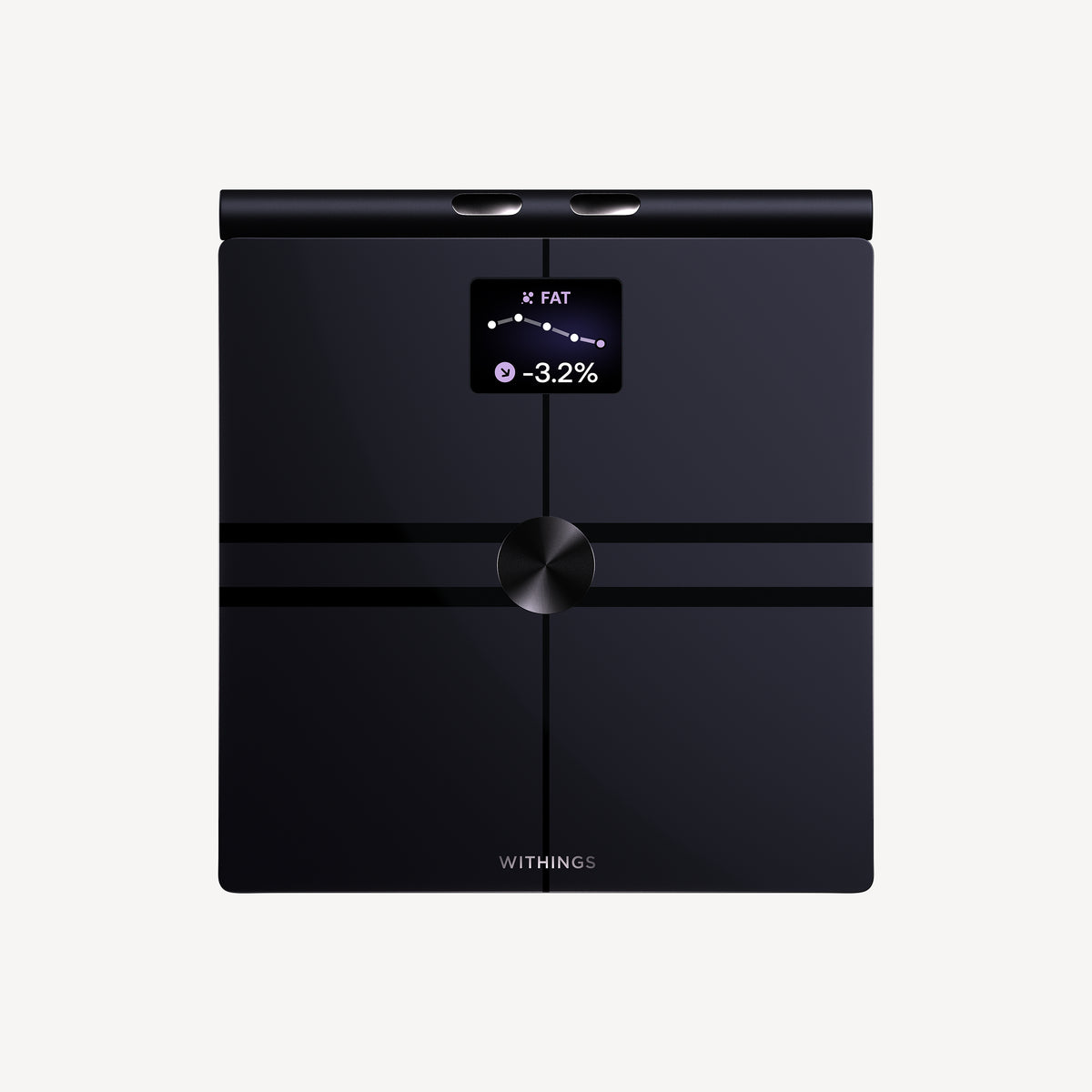 Balance Withings BodyFit noire et sa poignée rétractable