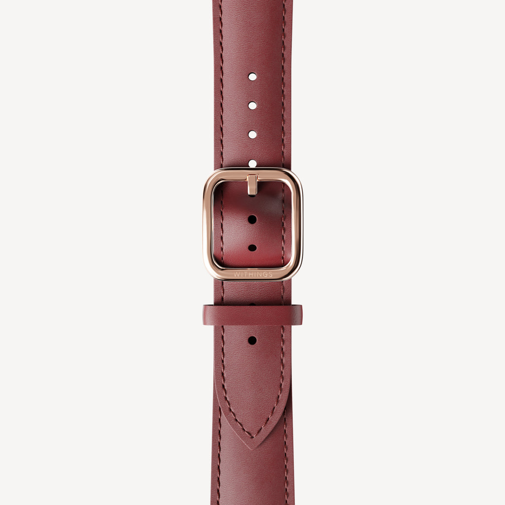 Bracelet en cuir courbé Bordeaux