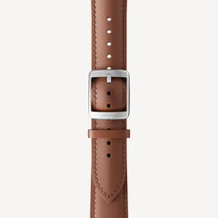 Curved Leather Wristband Dark Brown & Silver