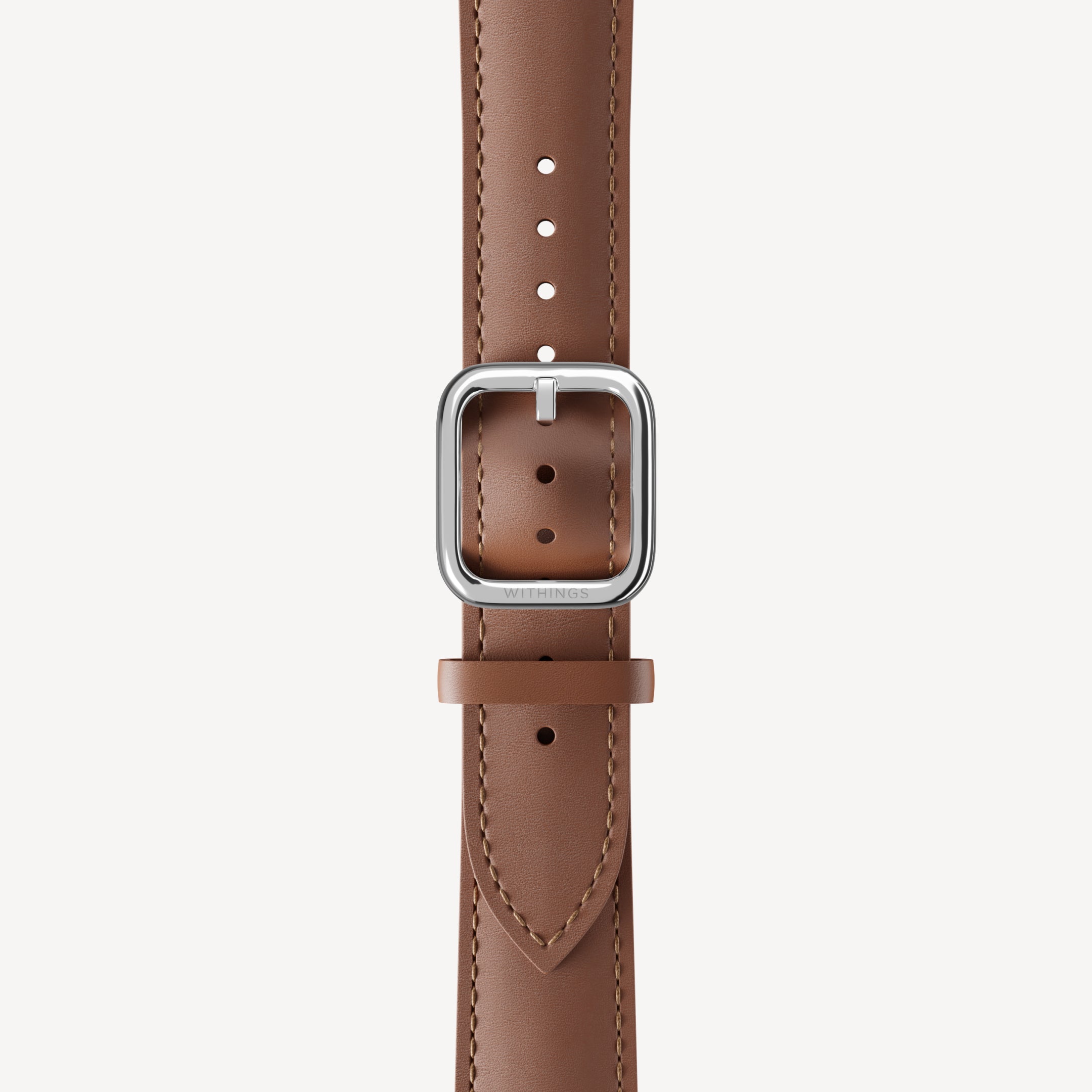 Curved Leather Wristband Dark Brown & Silver