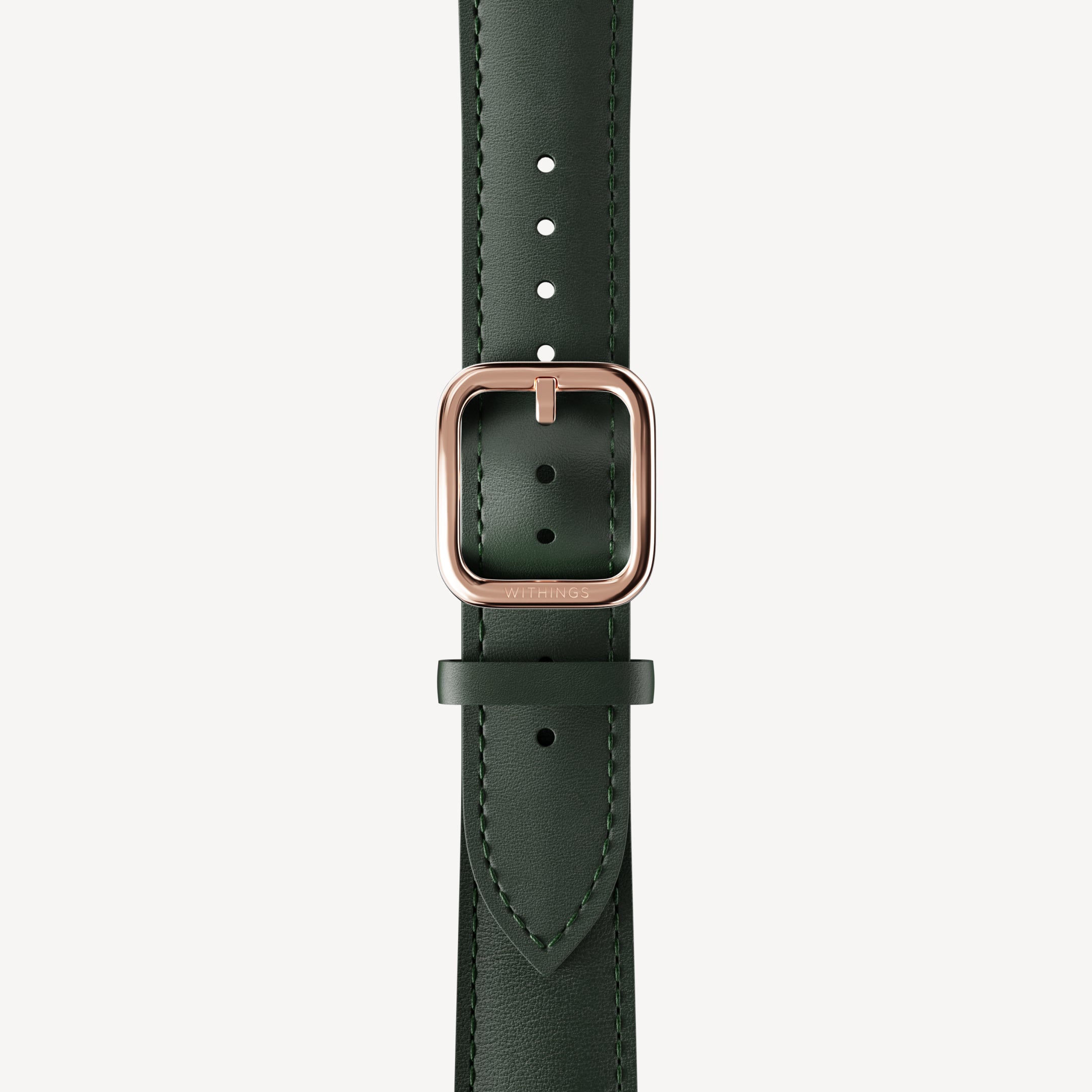 Geschwungenes Lederarmband Dunkelgrün & Roségold