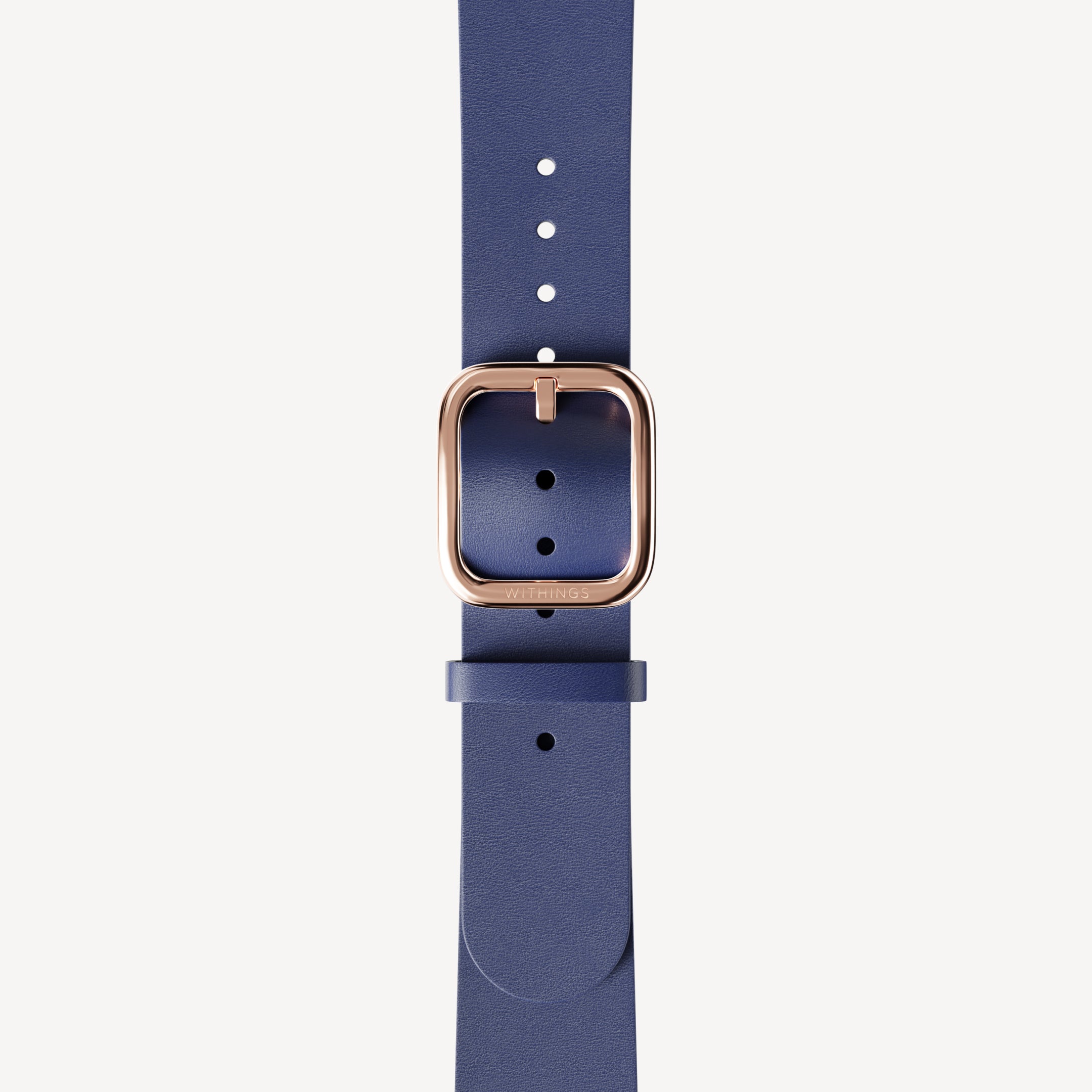 Leather Wristband Navy Blue & Rose Gold