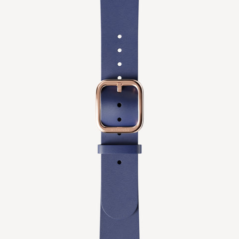 Leather Wristband Navy Blue & Rose Gold