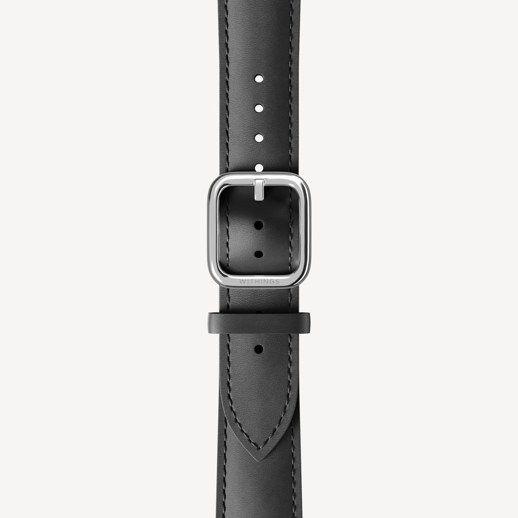Curved Leather Wristband Black