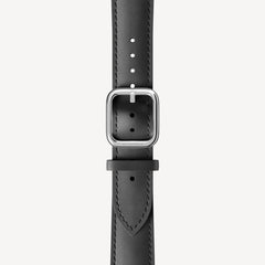 Curved Leather Wristband Black