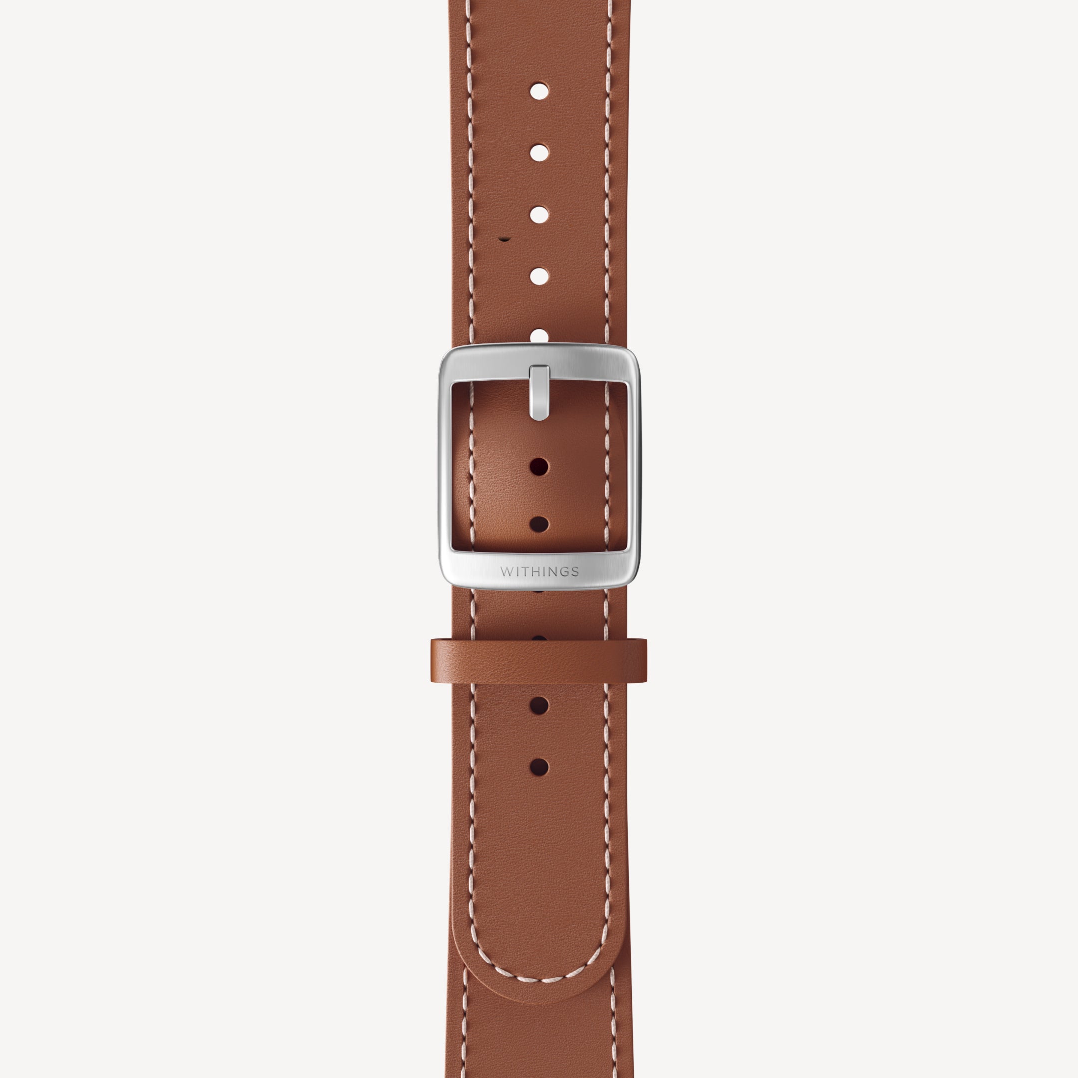 Bracelet en cuir Marron, couture blanche