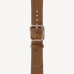 Bracelet en cuir Marron, couture blanche