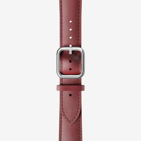 Curved Leather Wristband Burgundy