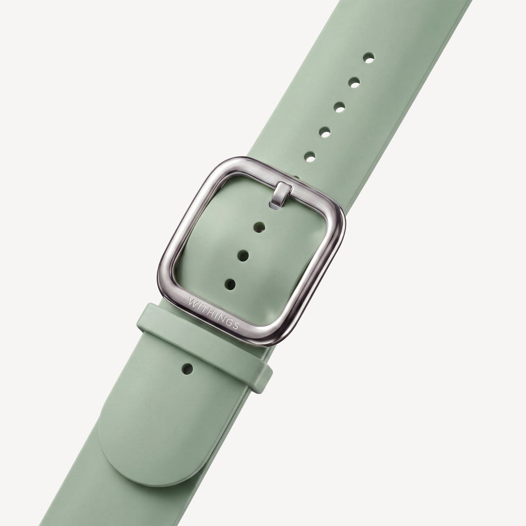 Premium Sport Fluoroelastomer Wristband Light Green & Silver