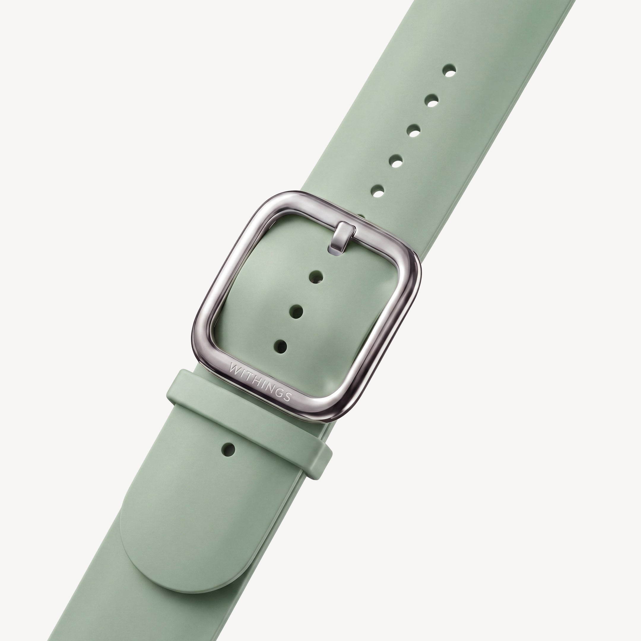 Premium Sport Fluoroelastomer Wristband Light Green & Silver