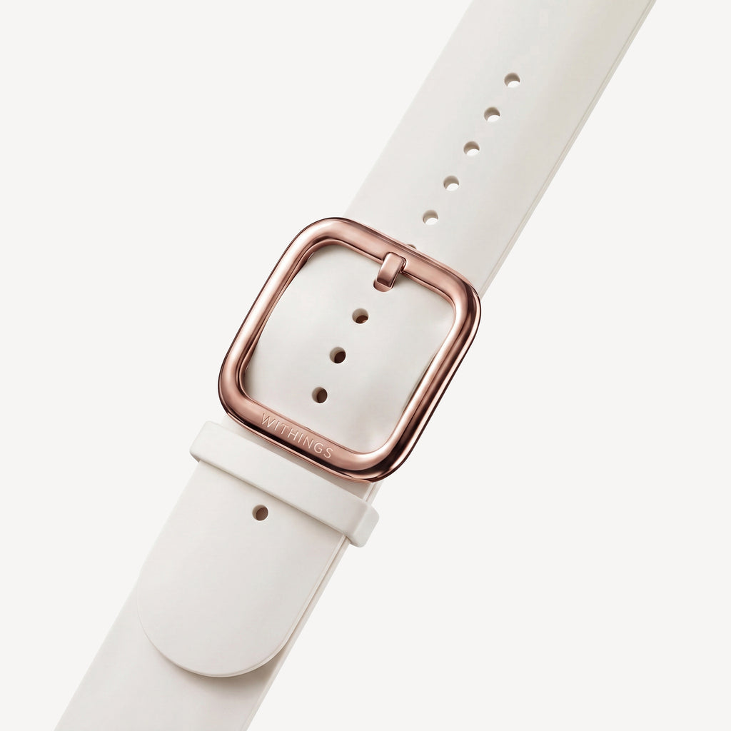 Bracelete Desportiva Premium de Fluoroelastómero Areia & Ouro Rosa